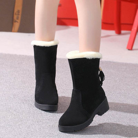 Fashion snow boots round toe boots - Mubimart