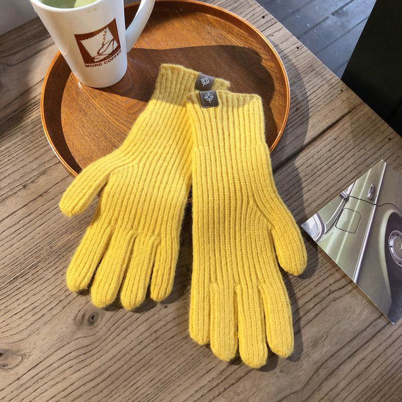 Winter Solid Color Knitted Gloves For Men And Women - Mubimart