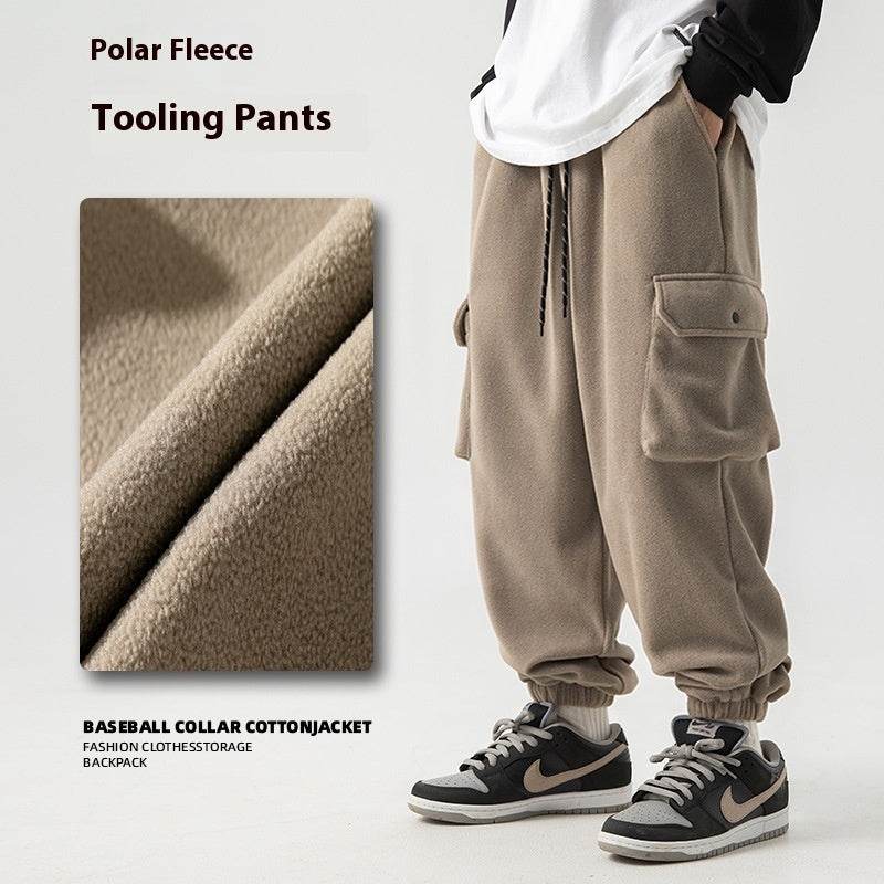 Polar Fleece Loose Sports Workwear Sweatpants - Mubimart
