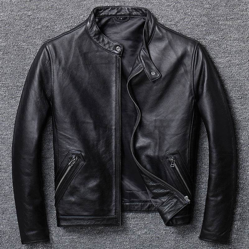 First Layer Cowhide Leather Leather Jacket, Pure Leather Jacket - Mubimart