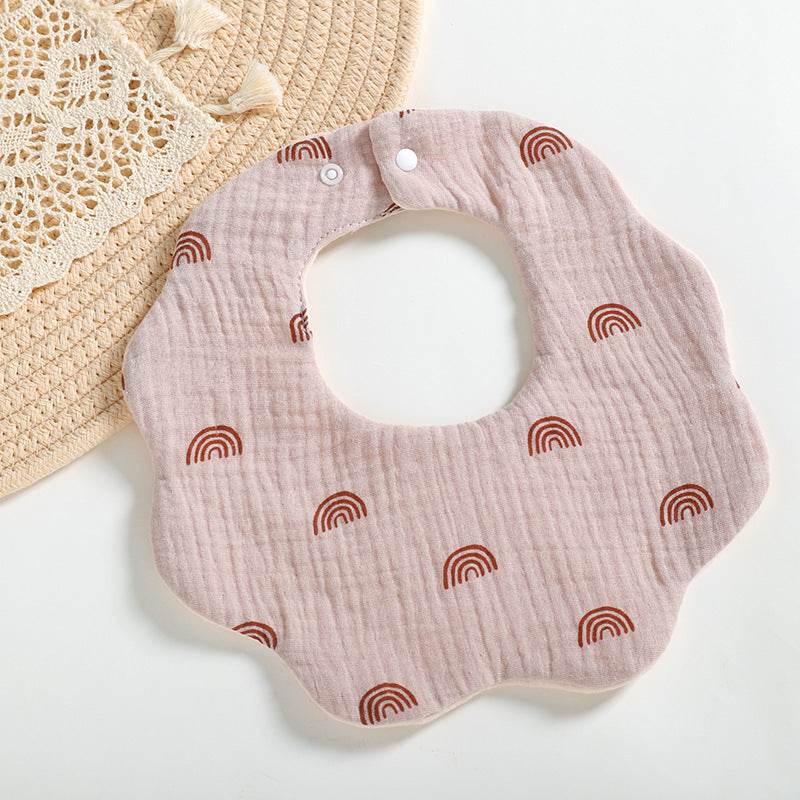 6 Layers Cotton Cloth Petal Bib Children's Saliva Towel Can Rotate 360 Degrees - Mubimart