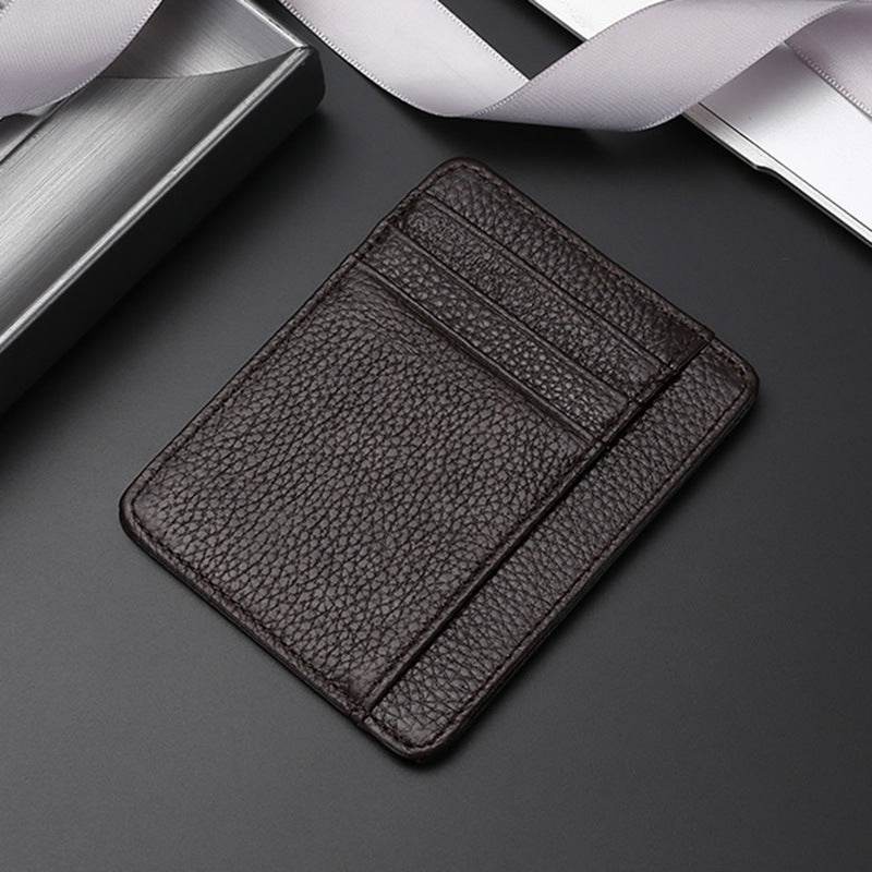 Leather Card Holder First Layer Cowhide Card Holder - Mubimart
