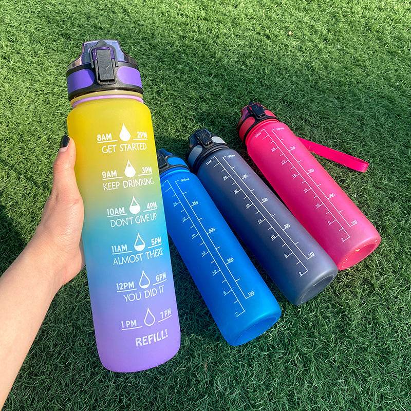 1L Tritan Water Bottle With Time Marker Bounce Cover Motivational Water Bottle Cycling Leakproof Cup For Sports Fitness Bottles - Mubimart