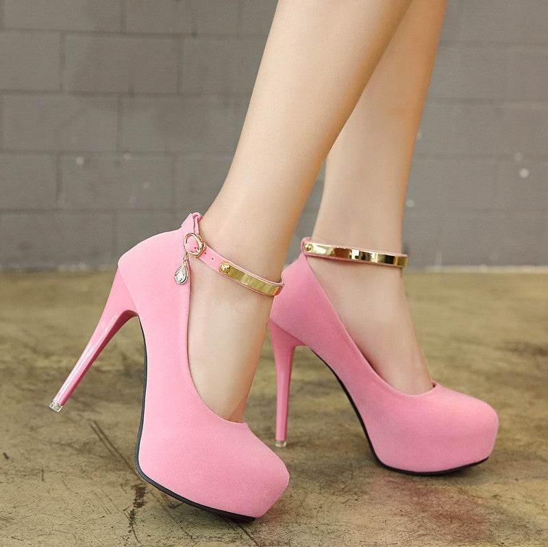 Pumps Shoes Woman Pumps Metal Ankle Strap Wedding Party - Mubimart