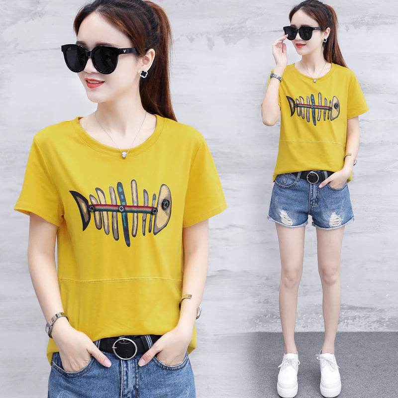 Striped short sleeve t-shirt for women - Mubimart