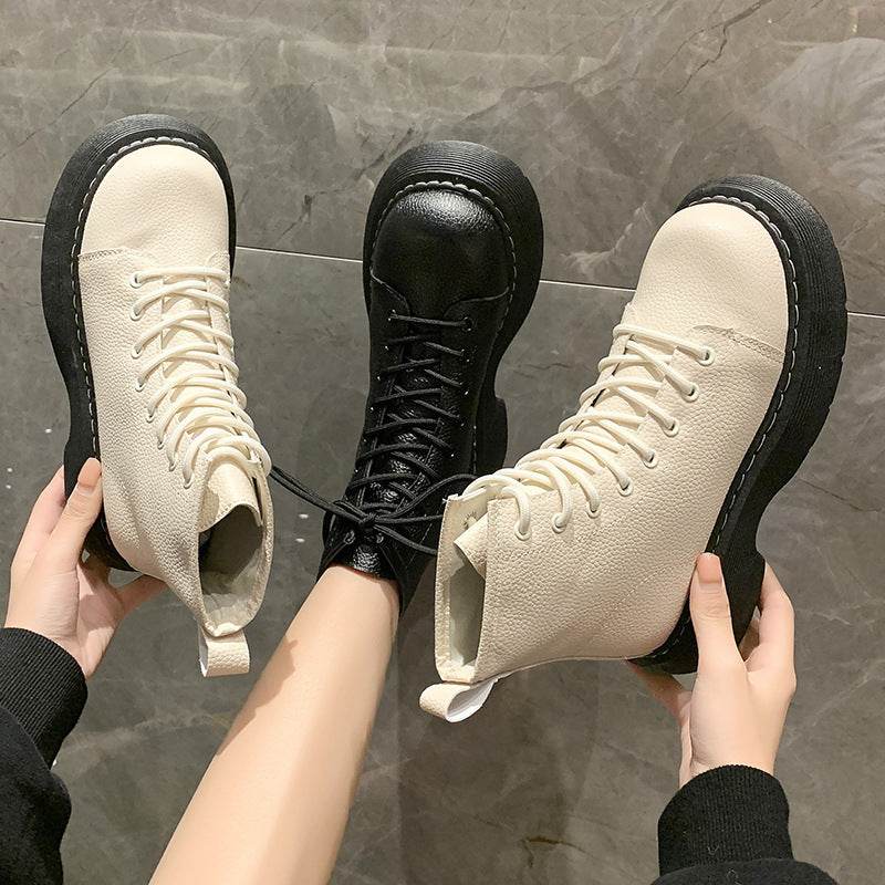 Fashion Lace-up Ankle Boots Women Thin Skinny Boots - Mubimart