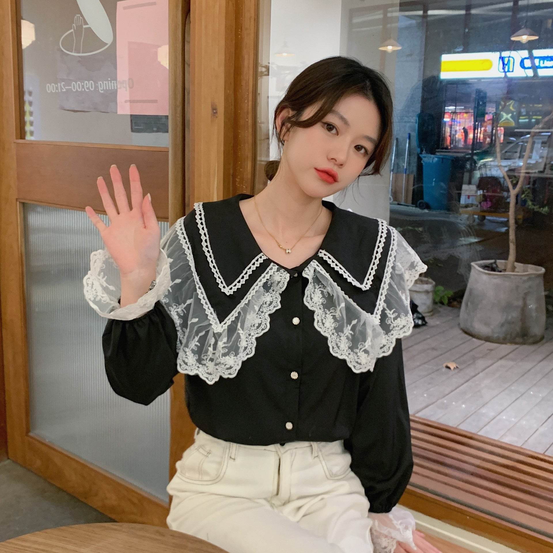 Single Breasted Long-sleeved Shirt Blouse For Women - Mubimart