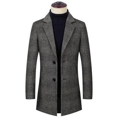 Trench coat plaid coat - Mubimart