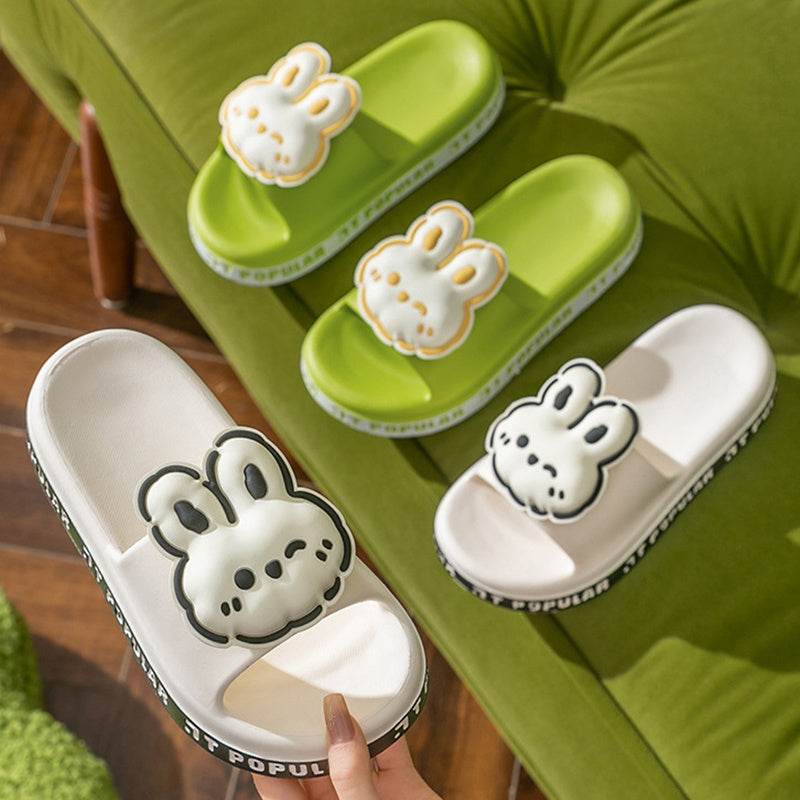 Cute Rabbit Slippers For Women Summer Fashion Letter Garden Shoes Indoor Anti-Slip Floor Bathroom Bathing Home Slipper - Mubimart