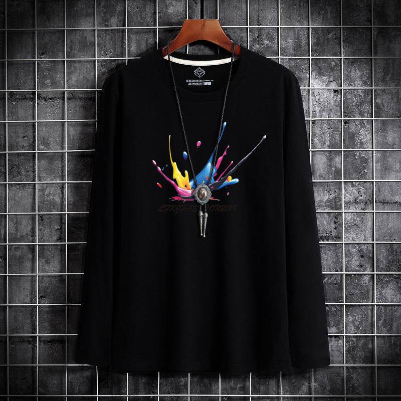 Loose round neck young men's top and bottoming shirt - Mubimart