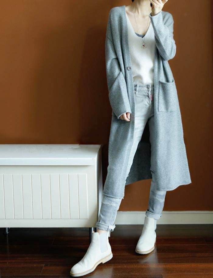 Loose Plus Size Sweater Coat - Mubimart