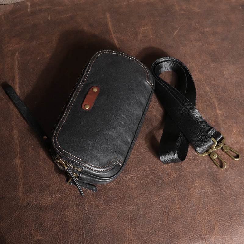 Men's Multi-functional Small Bag Cowhide Fanny Pack One Shoulder Cross-body - Mubimart