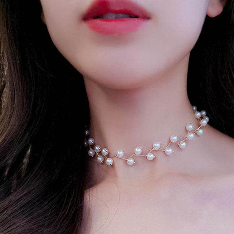 New Charm Simulated Pearl Beads Choker Necklace For Women - Mubimart