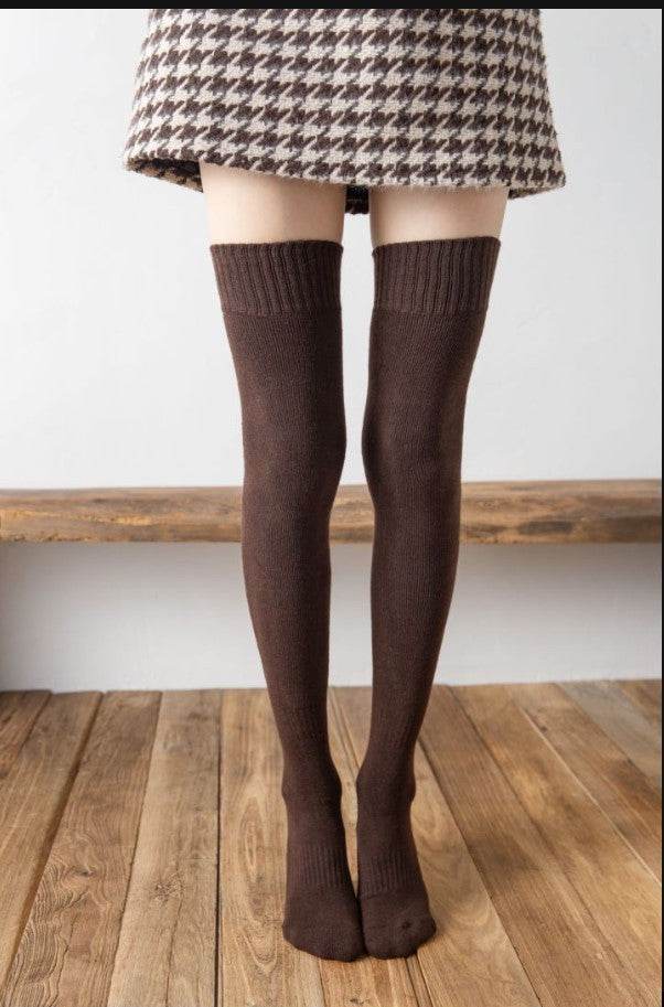 Autumn And Winter Over The Knee Socks Women Plus Velvet Thick Jk High Tube - Mubimart