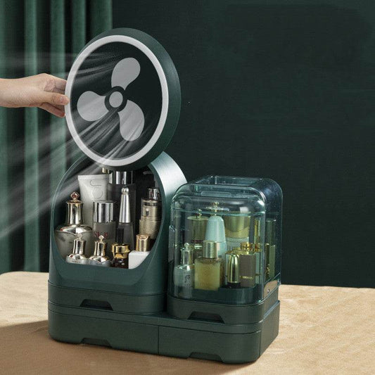 Desktop Makeup Organizer Dustproof With Mirror - Mubimart