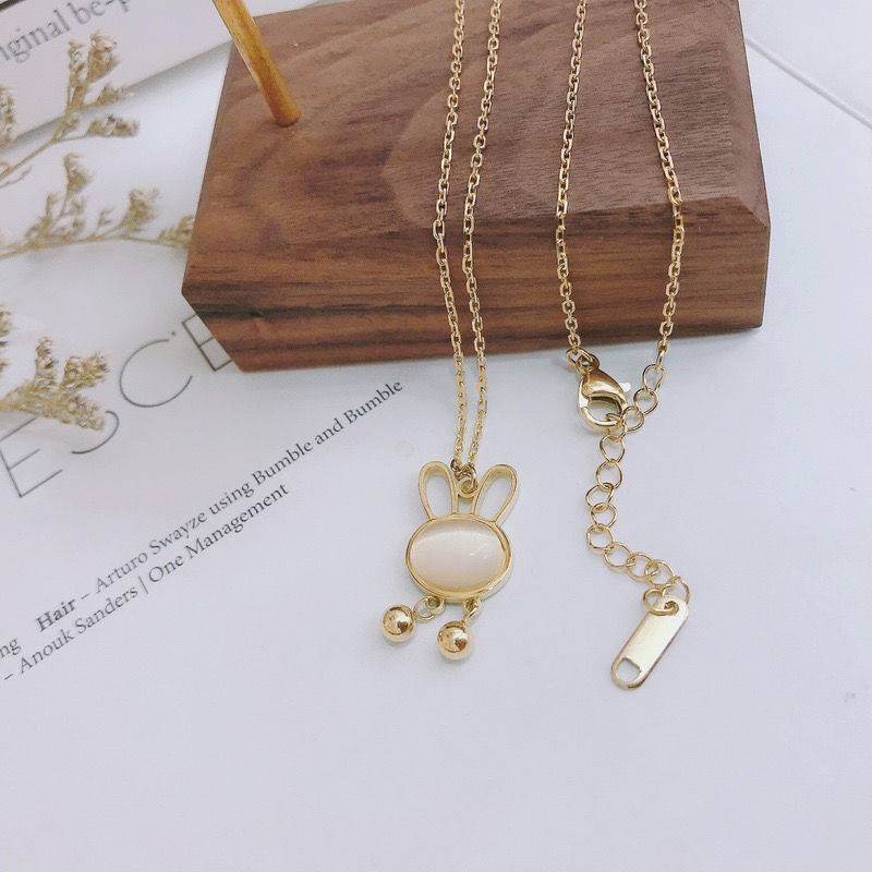 Clavicle Chain Opal Rabbit Necklace Women - Mubimart
