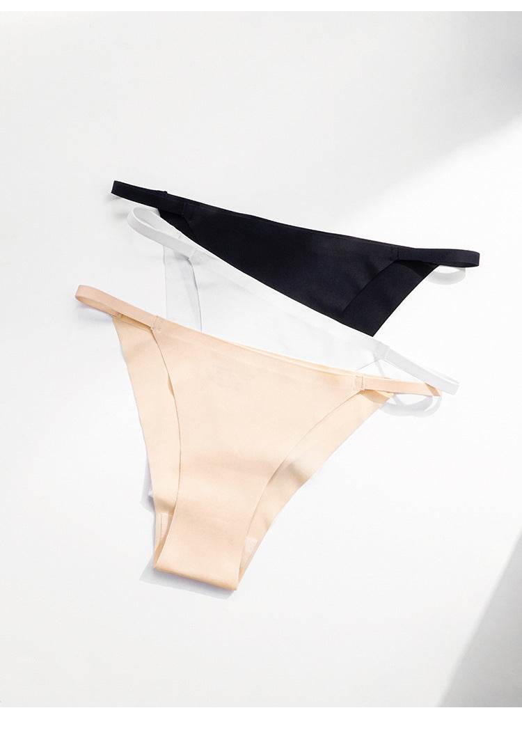 Pure Desire Low Waist Ice Silk Seamless Panties Women's Half Sheath Bikini Sexy Strip Grinding - Mubimart