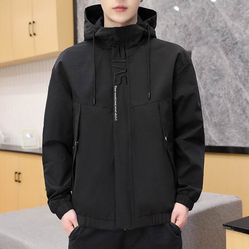 New Korean Casual Plus Size Young Student Hooded Jacket Men's Top Trend - Mubimart