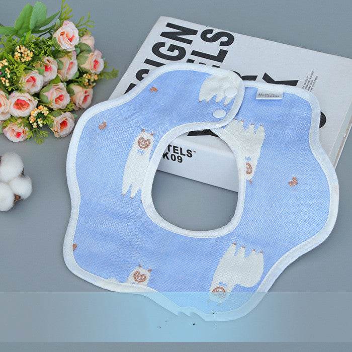 U-shaped Bib Children's 6-layer Cotton Gauze Bib Cartoon Custom Infant Baby Supplies 360 Rotating Bib - Mubimart
