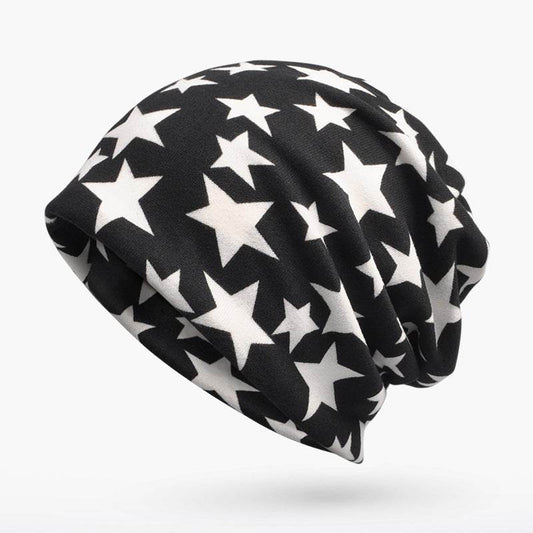 3 in 1 Ring Scarf For Women Men Beanies Hats With Pentagram Pattern Double Layer Hip Hop Hedging Cap Lining With Velvet - Mubimart