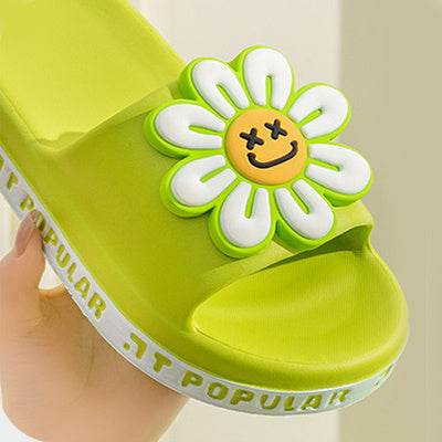 Summer Flower Slippers Women New Fashion Letter Garden Shoes Indoor Anti-Slip Floor Bathroom Bathing Home Slipper - Mubimart