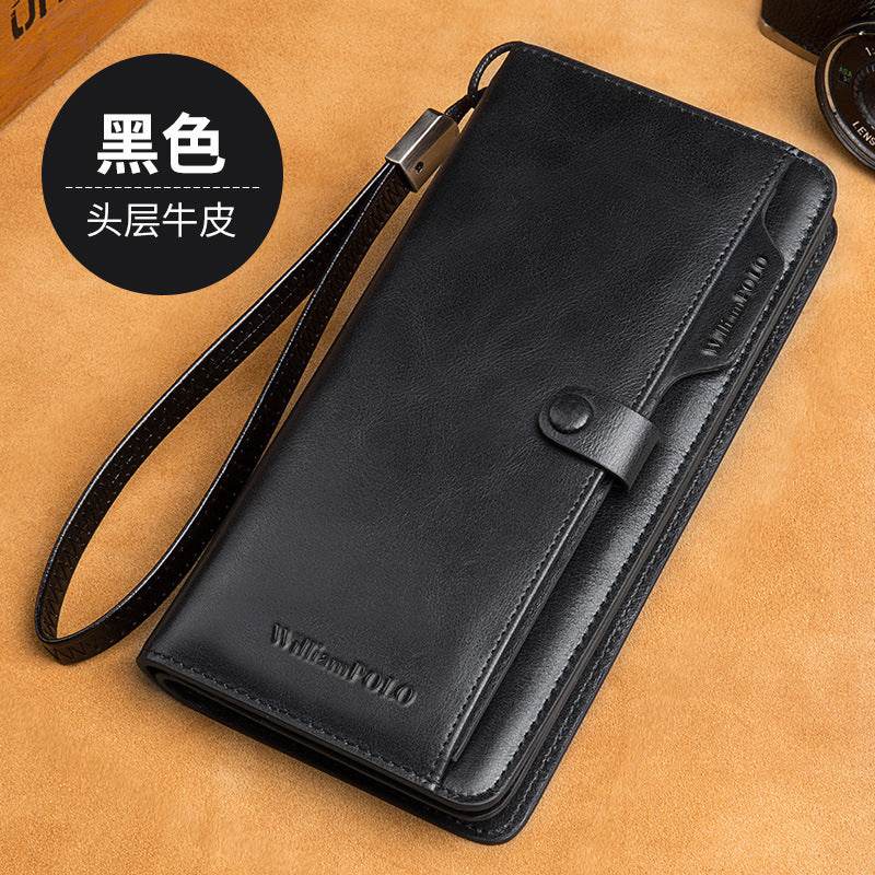 Men's Long Wallet Genuine Leather Wallet - Mubimart