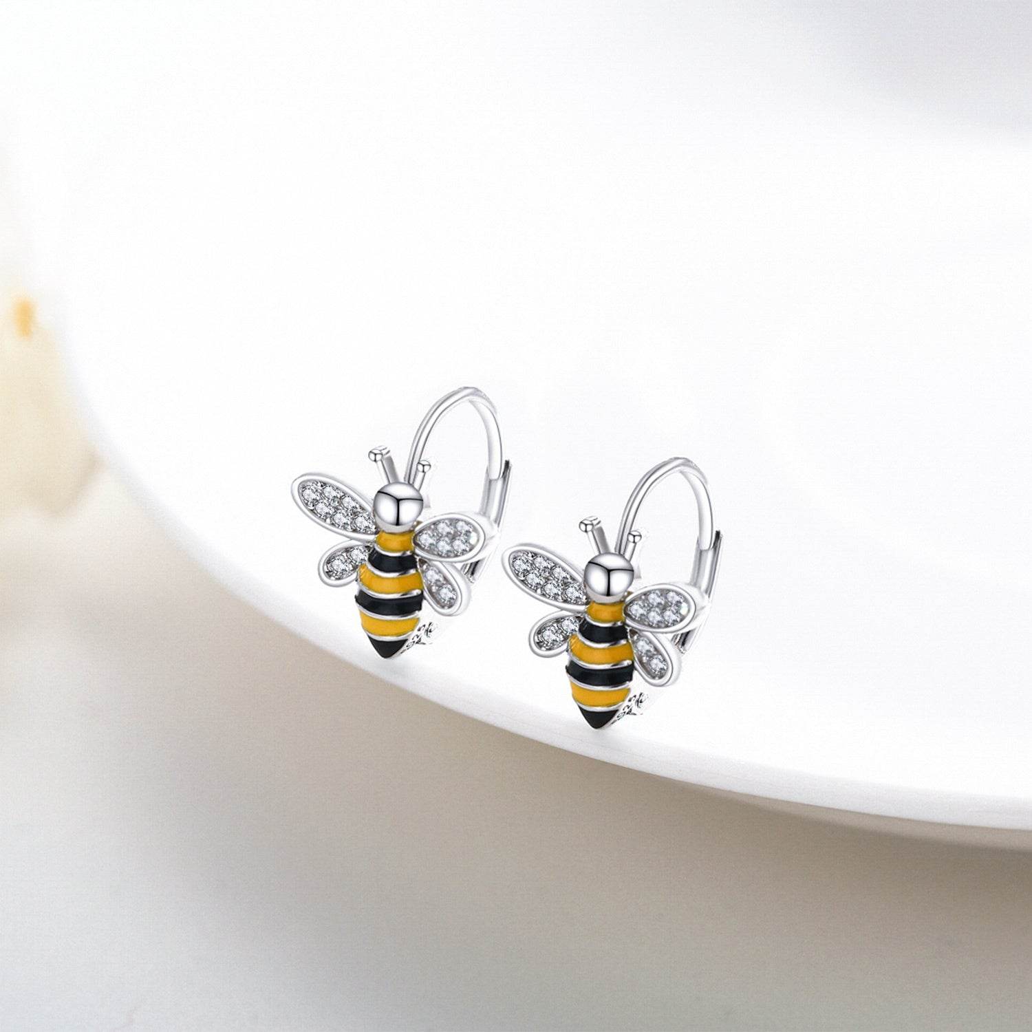 Bee Earrings S925 Sterling Silver Bumble Honey Huggie Hoop Earrings Bee Jewelry Gifts for Women Girls Teen - Mubimart