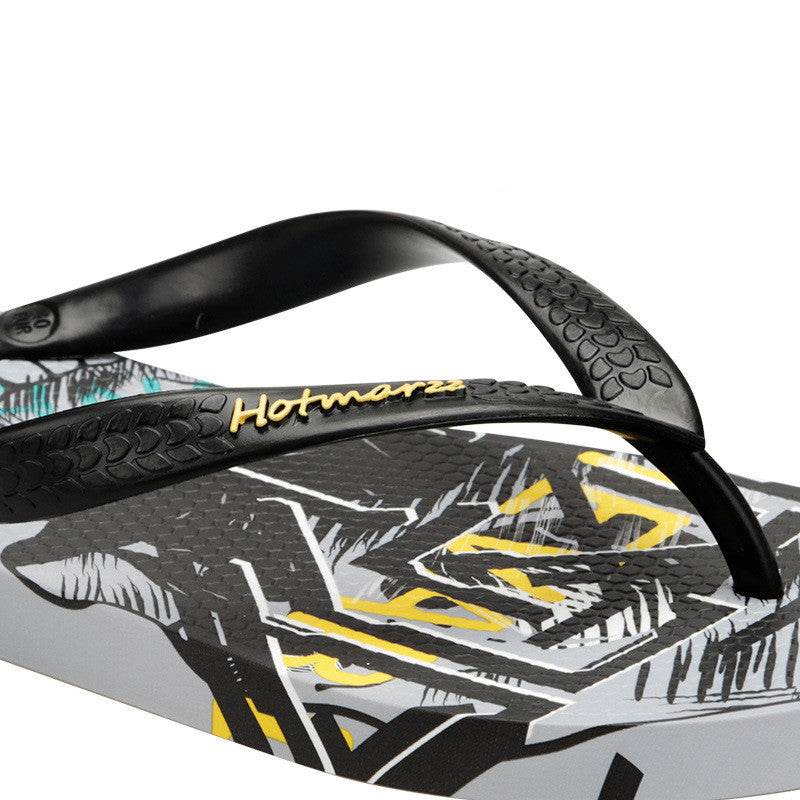 Cool Graffiti Printed Flip Flops For Men Summer New Non-slip Slippers Seaside Casual Beach Shoes - Mubimart