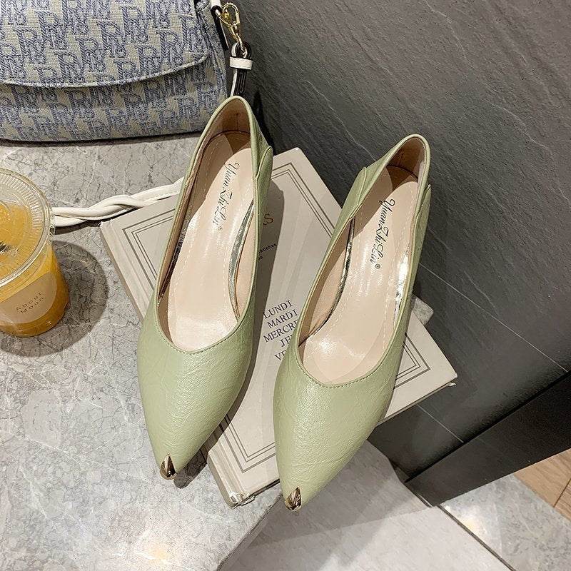 Women's Fashion Stiletto Autumn Metal Toe Work Shoes - Mubimart