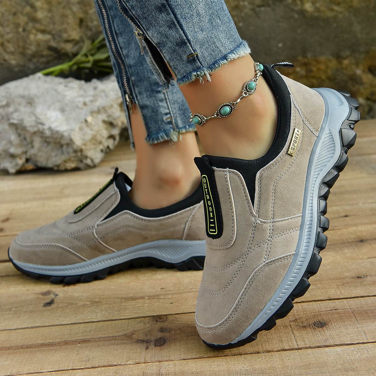 Outdoor Slip-on Sports Shoes Comfortable Walking Running Sneakers Women - Mubimart
