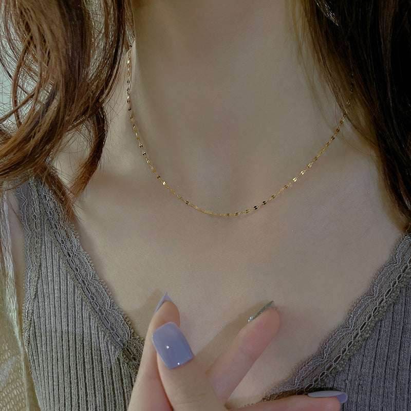 Without Pendants Non-fading Trendy Golden Petal Choker Necklace For Women - Mubimart