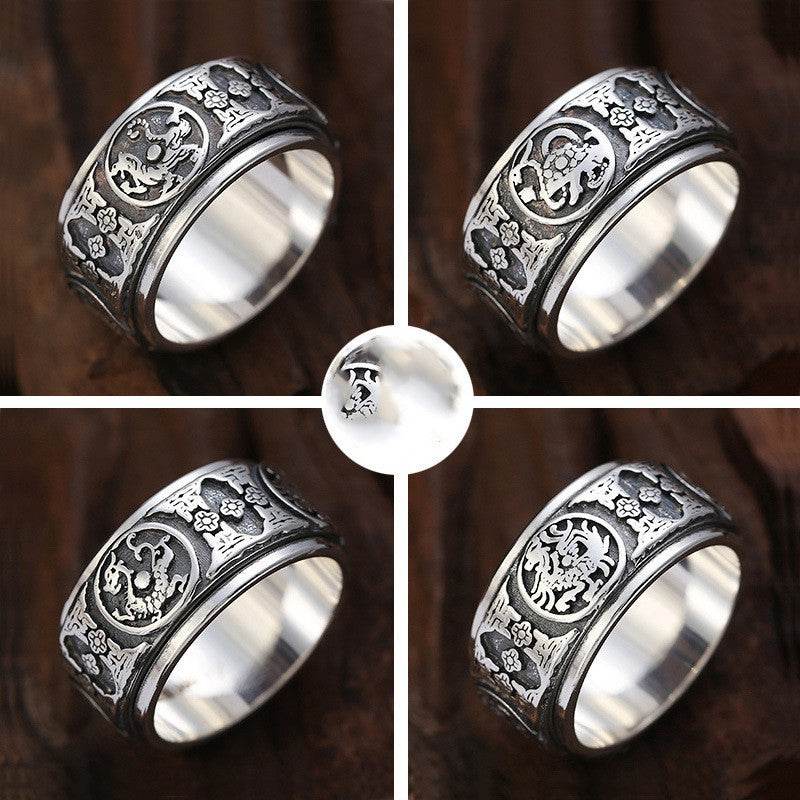 Sterling Silver Rotatable Ring For Men - Mubimart