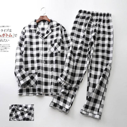 Men's Printed Long-sleeved Trousers Pajama Set - Mubimart