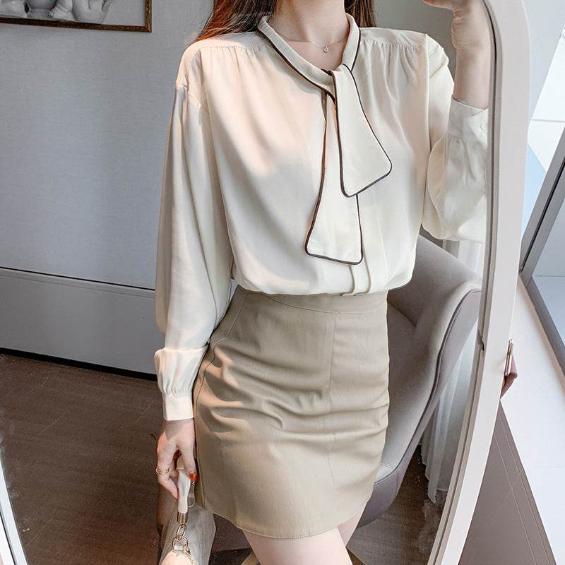 Niche Retro Loose Chiffon Blouse Women - Mubimart