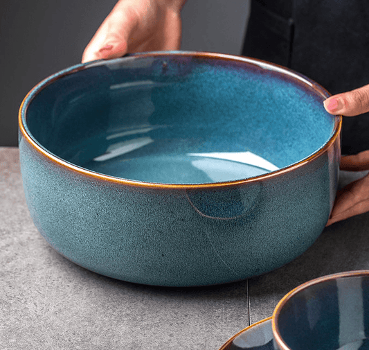 8.5 Inch Large Soup Bowl Ins Style Simple Ceramic Bowl Household Noodle Bowl Personality Large Noodle Bowl Nordic Tableware - Mubimart