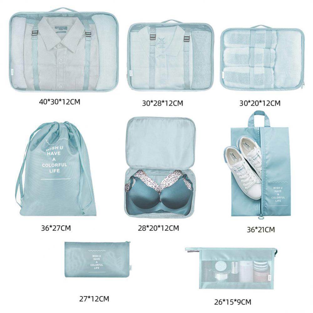 8-piece Set Luggage Divider Bag Travel Storage Clothes Underwear Shoes Organizer Packing Cube Bag - Mubimart