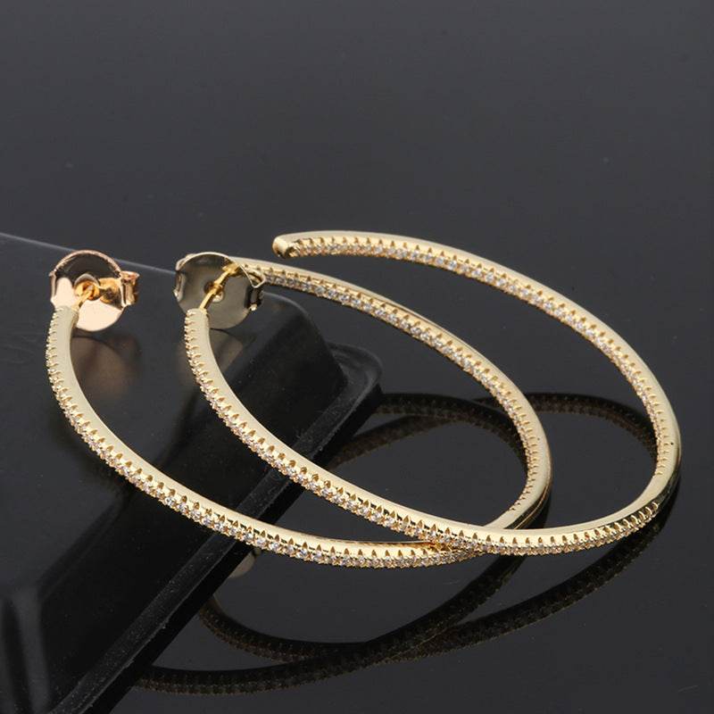 Creative Sparkling Zircon Hoop Earrings - Mubimart