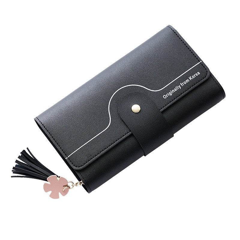 Geometric Alphabet Buckle Clutch Tassel Petal Long Ladies Wallet - Mubimart