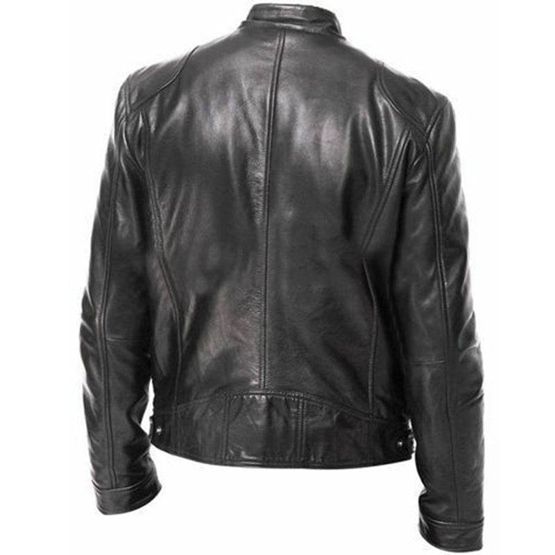PU Leather Jacket Slim Leather Jacket - Mubimart