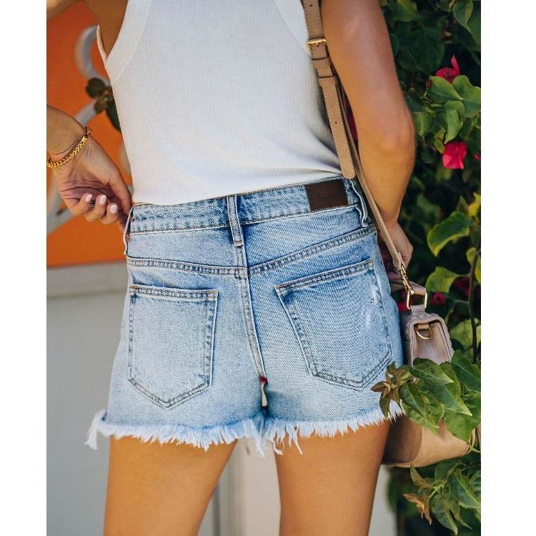 European And American Fashion Trend Ripped Denim Shorts Women - Mubimart