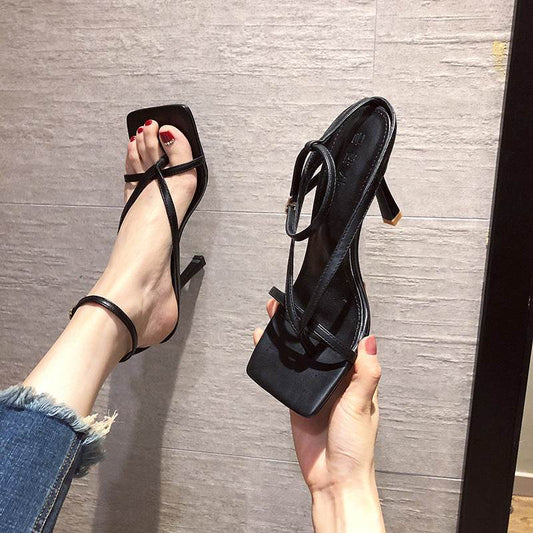 Nude Lace-up Square Toe Lace-up High Heels - Mubimart