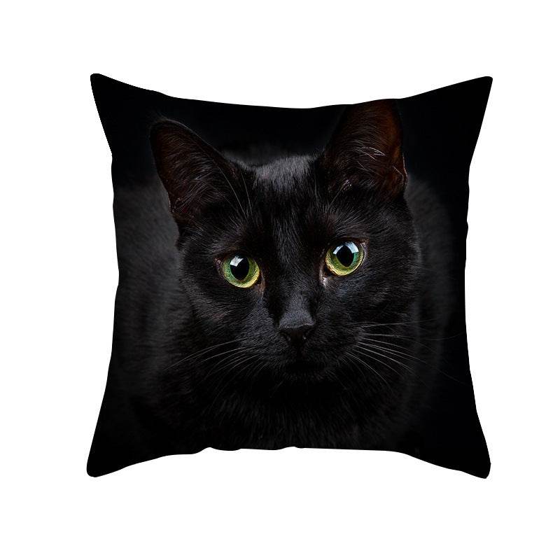 Black Cat Printed Christmas Cushion Covers Pillow Cover Pillowcases - Mubimart