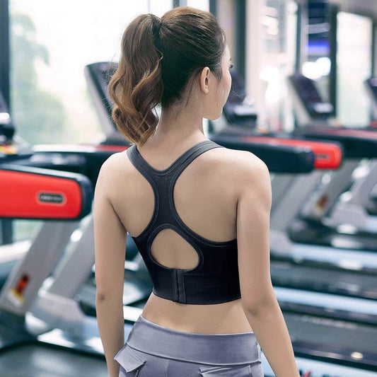 Hollow beauty back plus size thickened sports bra - Mubimart