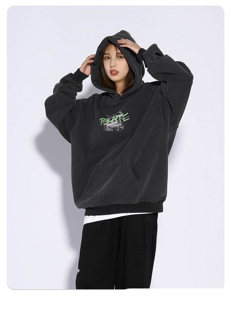 Street Loose Mens And Womens Street Wash Old Sweater - Mubimart