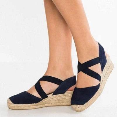 Middle heel wedge student baotou sandals - Mubimart