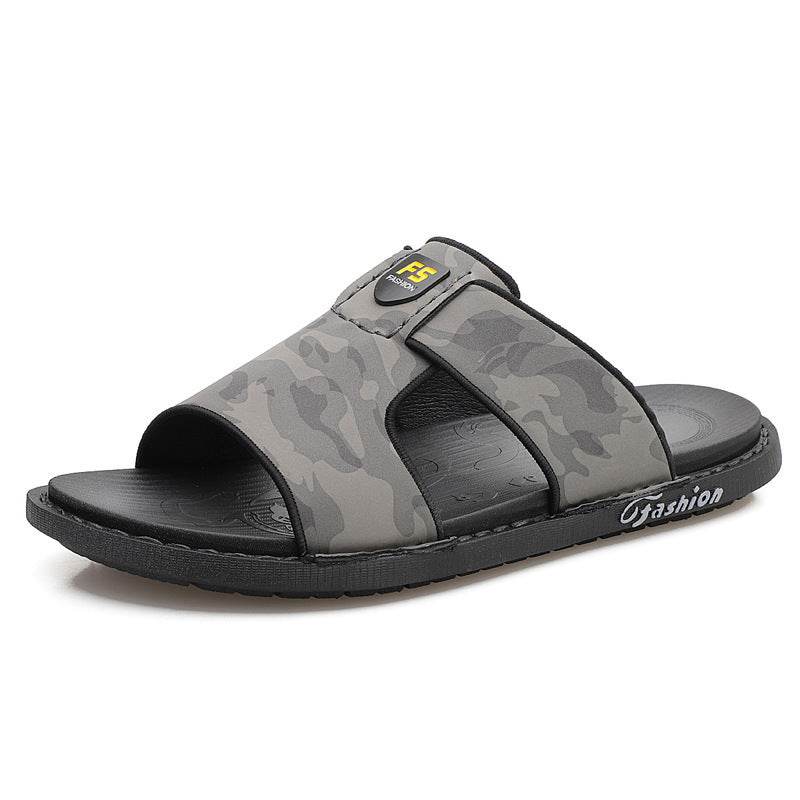 Slippers Soft Sole Leather Flip Flops Non-slip Beach Shoes Men Zapatos - Mubimart