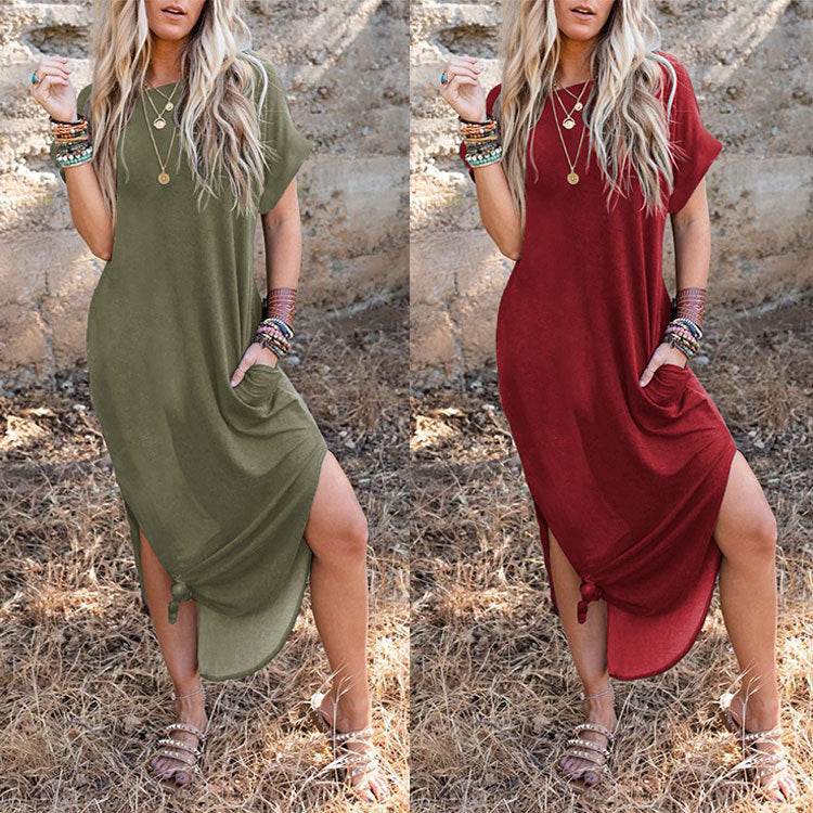 Short Sleeve Dress Loose Plus Size Casual Women - Mubimart