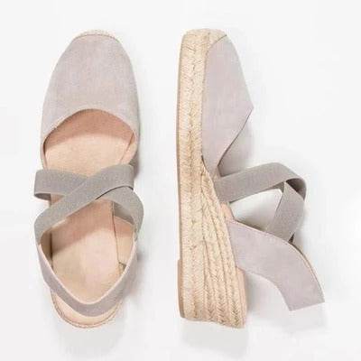 Middle heel wedge student baotou sandals - Mubimart