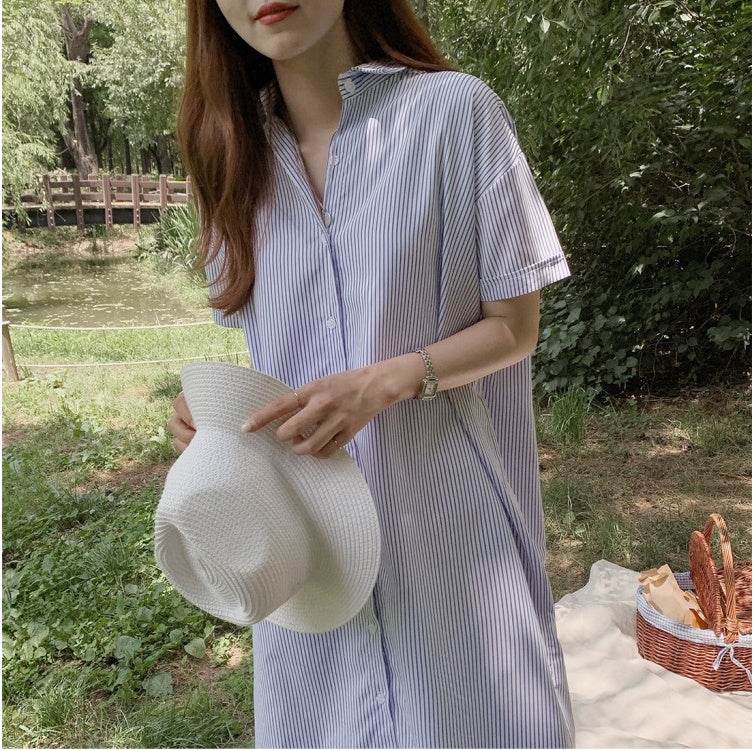 Striped shirt dress - Mubimart