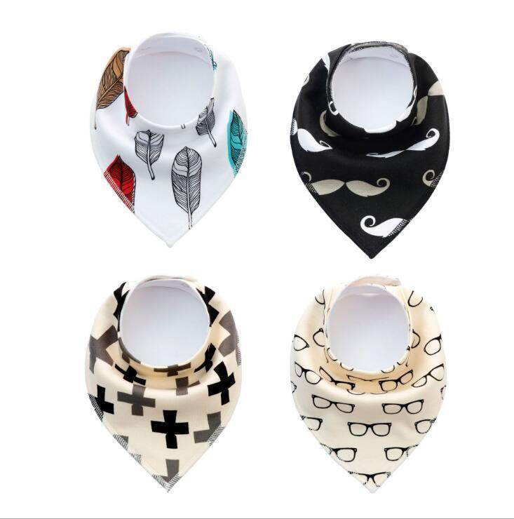4pcs Lot Bibs Burp Cloth Print Arrow Wave Triangle Baby Bibs Cotton Bandana Accessories - Mubimart